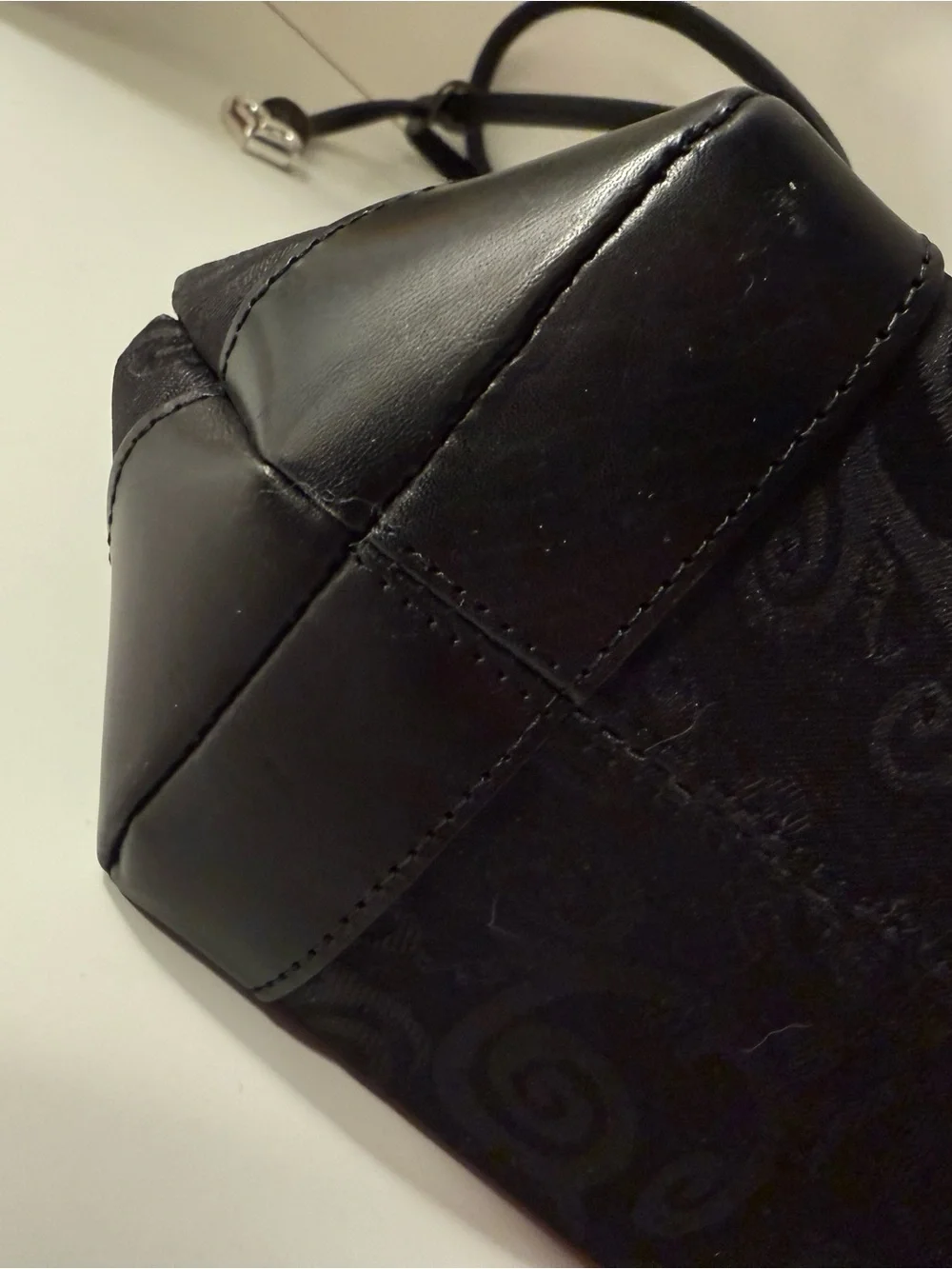Brighton Black Jacquard Tote with Heart Charm